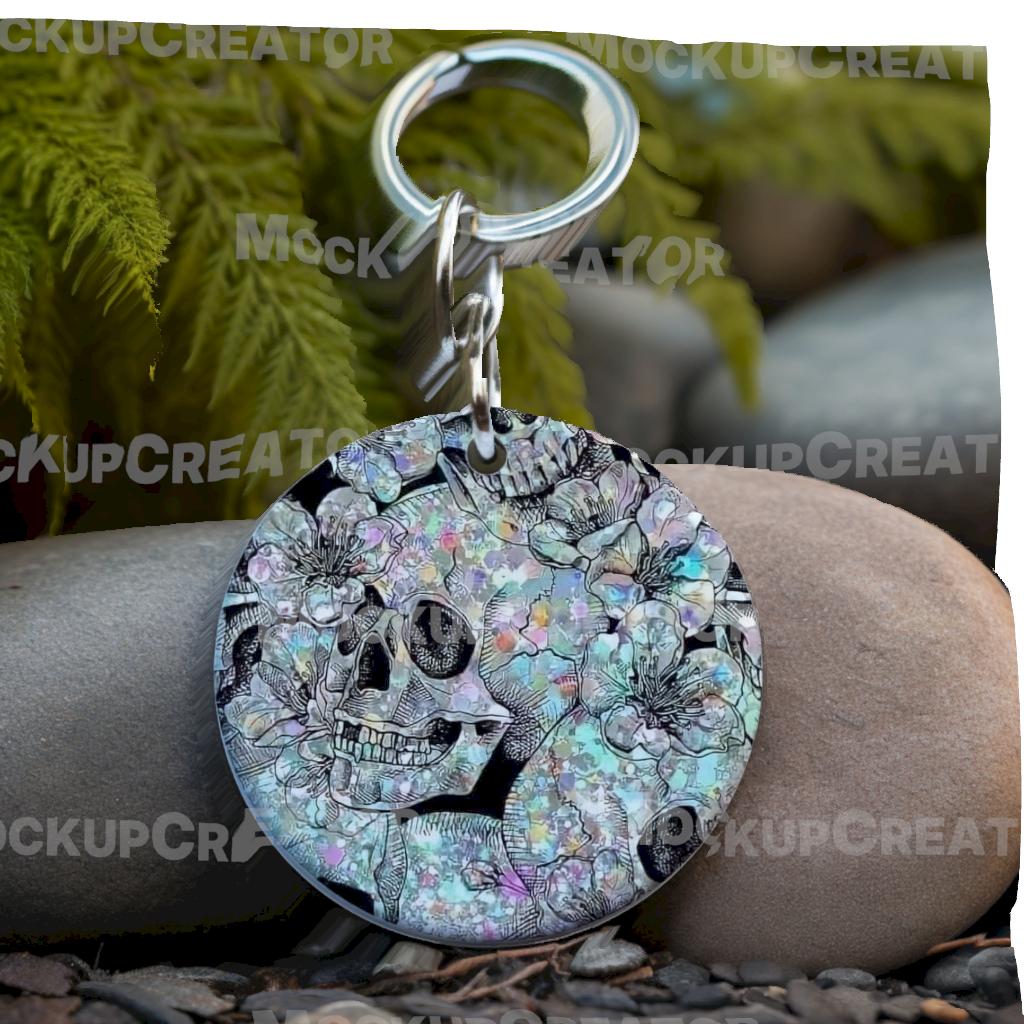 Glitter Skull Keychain