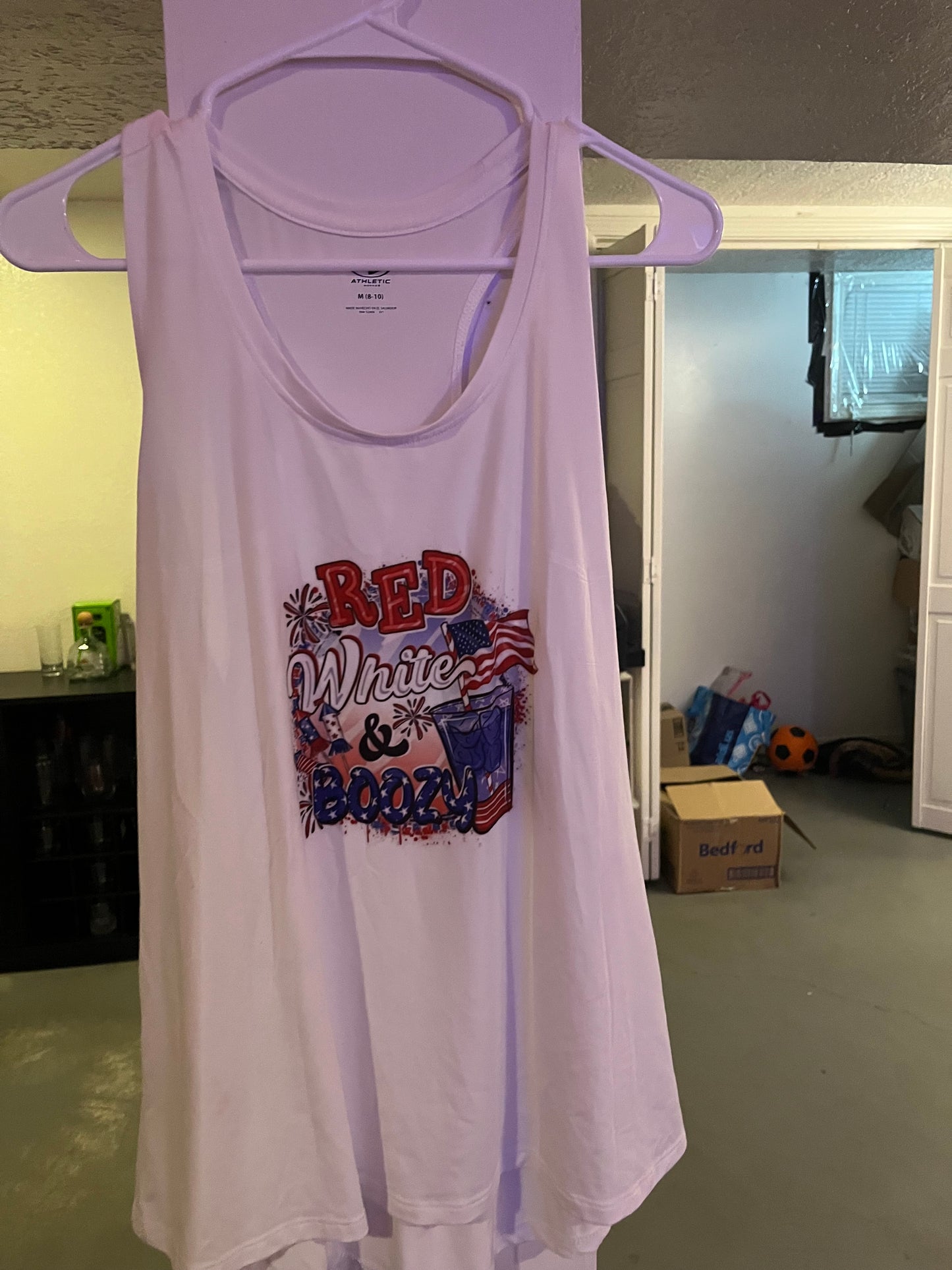 Medium racer back red white & boom