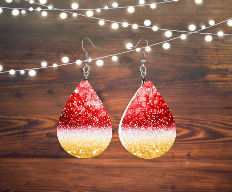 Red & yellow glitter Earrings