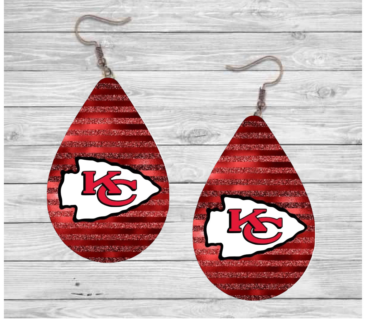 Red sparkly arrowhead earrings