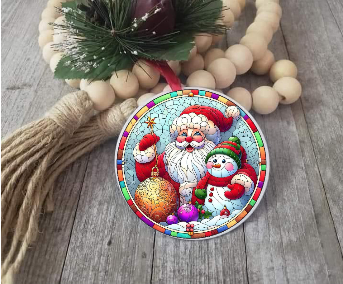 Santa & snowman ornament