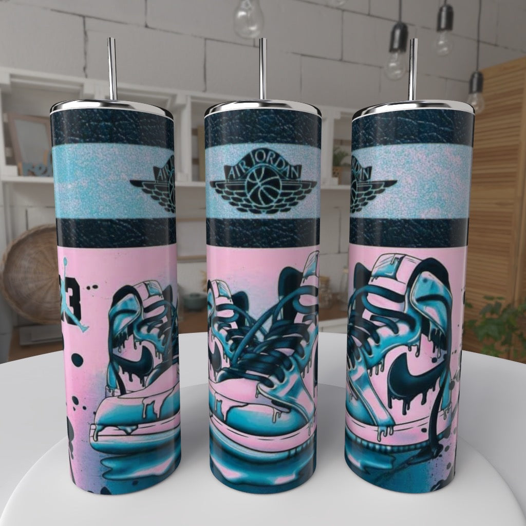 Pink & blue Jordan Tumbler