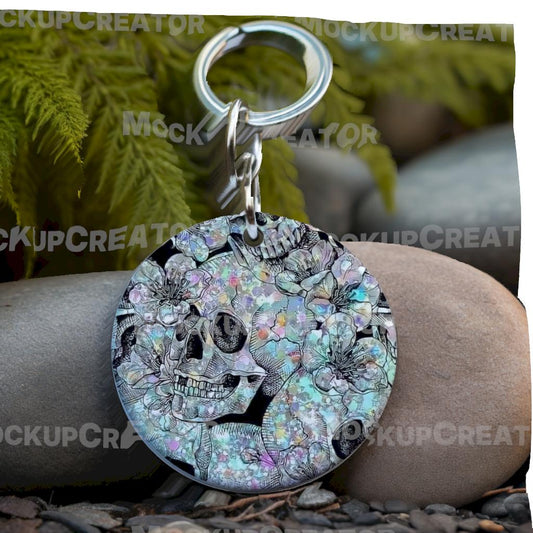 Glitter Skull Keychain