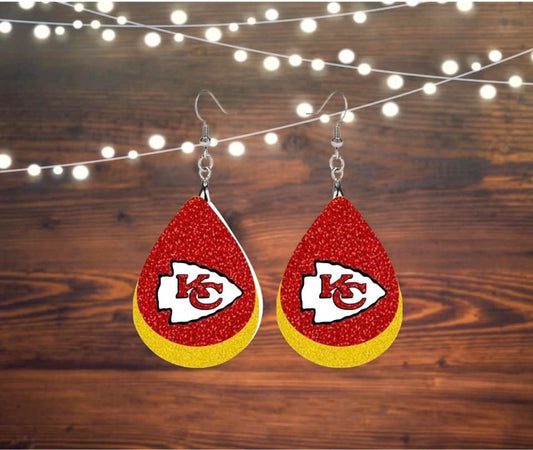 Red & yellow arrowhead earring