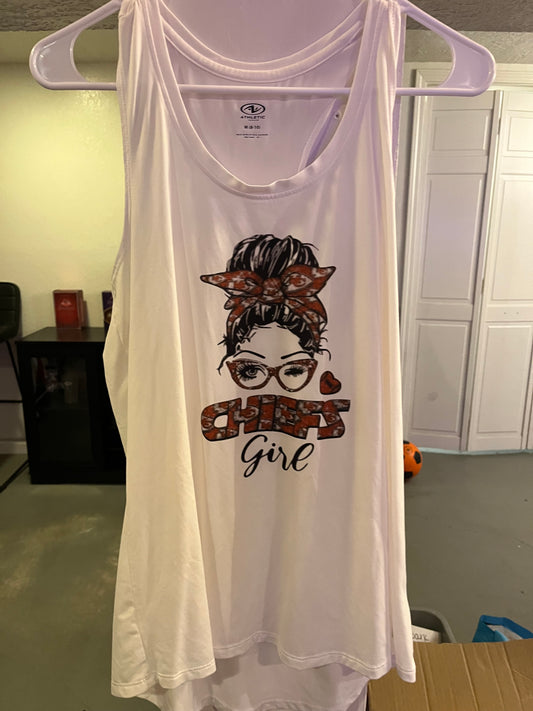 Medium racer back tank chiefs girl
