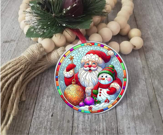 Santa & snowman ornament