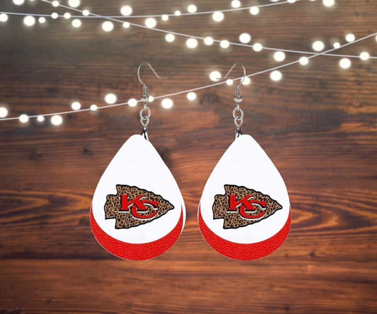 Red & white Leopard arrowhead earrings