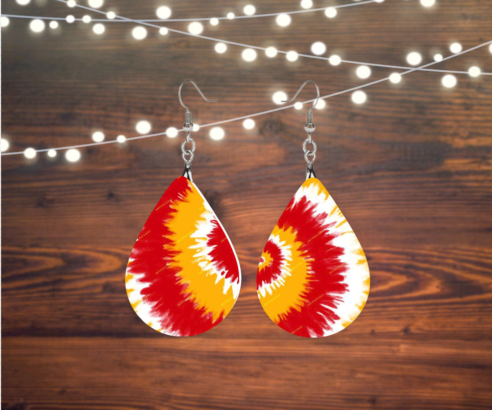Red & yellow Tie dye Earrings