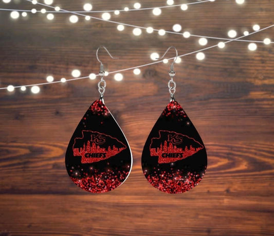 Red & black sparkly earrings